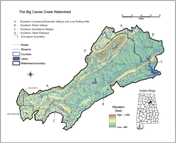 Map of Big Canoe Creek Watershed